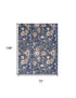 5' X 7' Blue and Green Floral Power Loom Washable Non Skid Area Rug